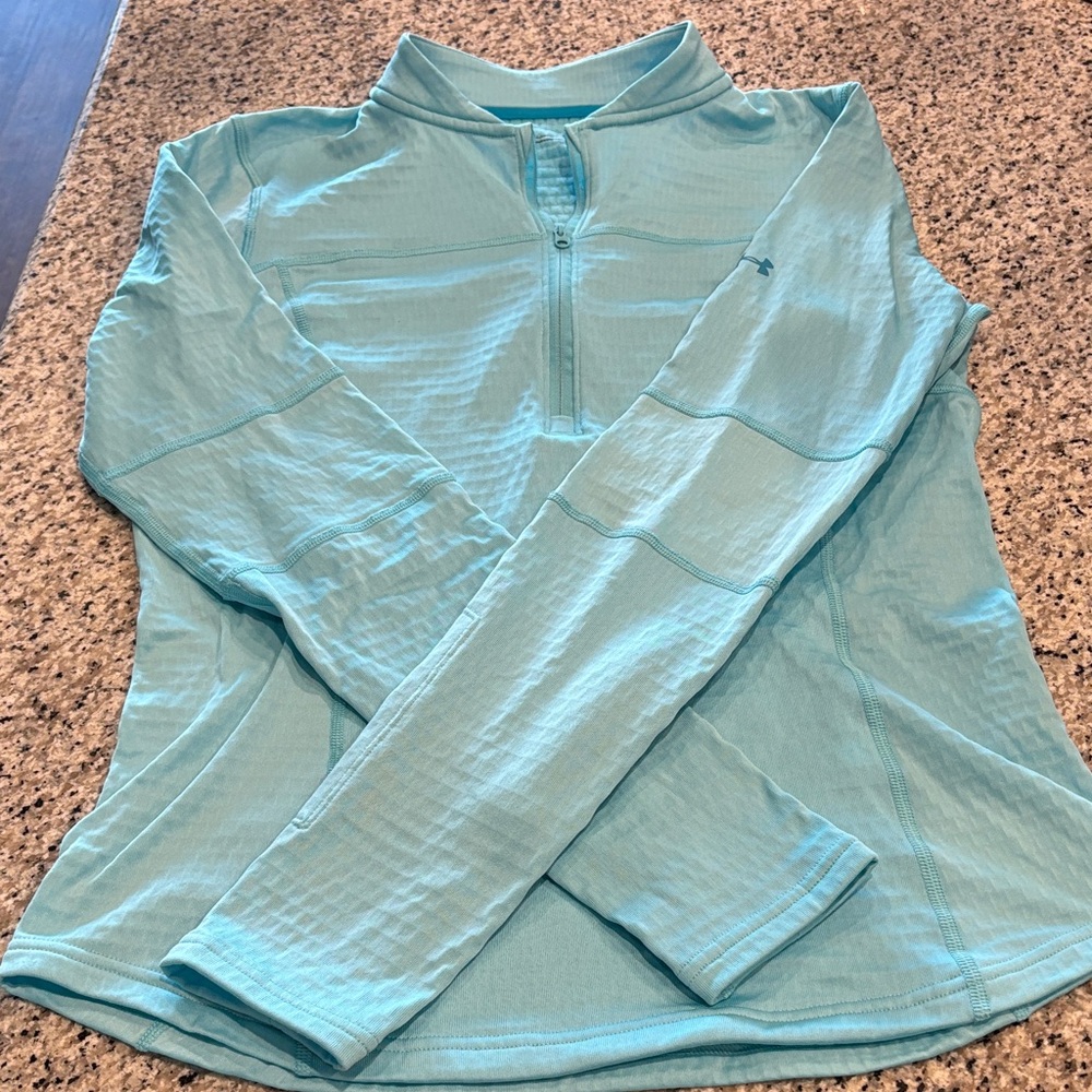 Under Armour Cold Gear Light Aqua Blue Quarter-Zip Pullover